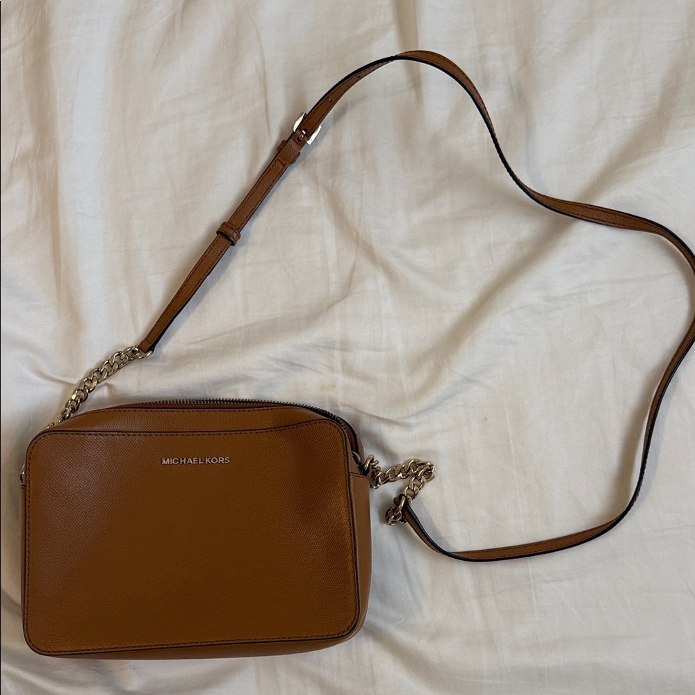 Michael Kors Tan Crossbody Bag with Gold Chain